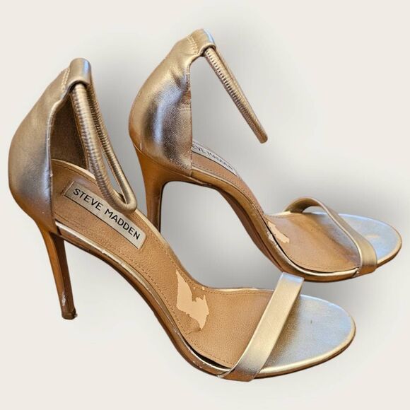 Steve Madden Metallic Gold Heels SZ 8.5 - Picture 3 of 5